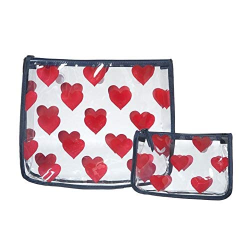 Bogg Bag Clear Designer Zipper Insert (Set of 2) Travel Organizer Storage Pop In (Hearts)