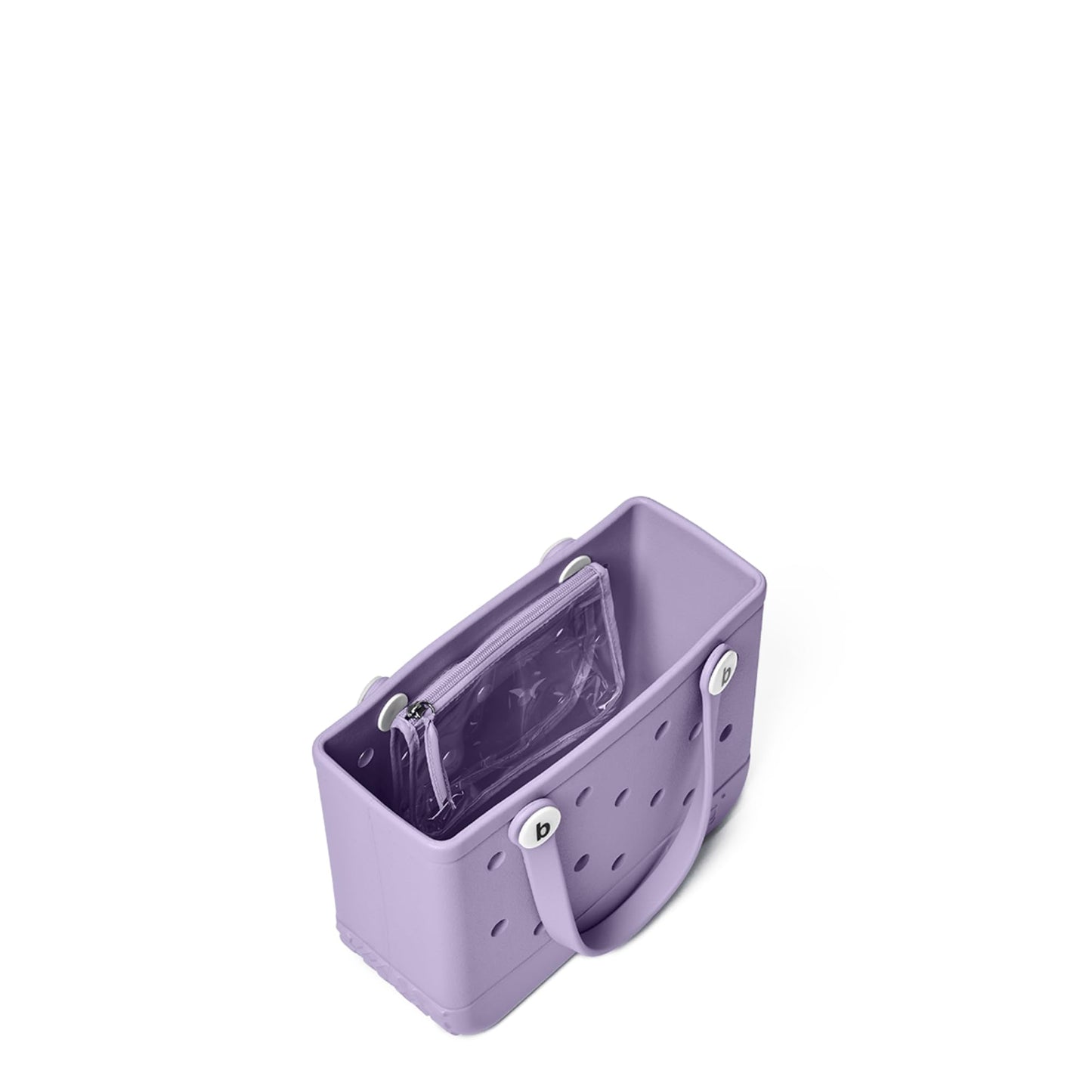 BOGG BAG - Bitty, Small Tote - I Lilac You a Lot, White Buttons - 11in L x 4.5in W x 8.5in H - Beach, Pool, Boat, Work, Sports - All Purpose EVA - Lightweight, Washable, Durable