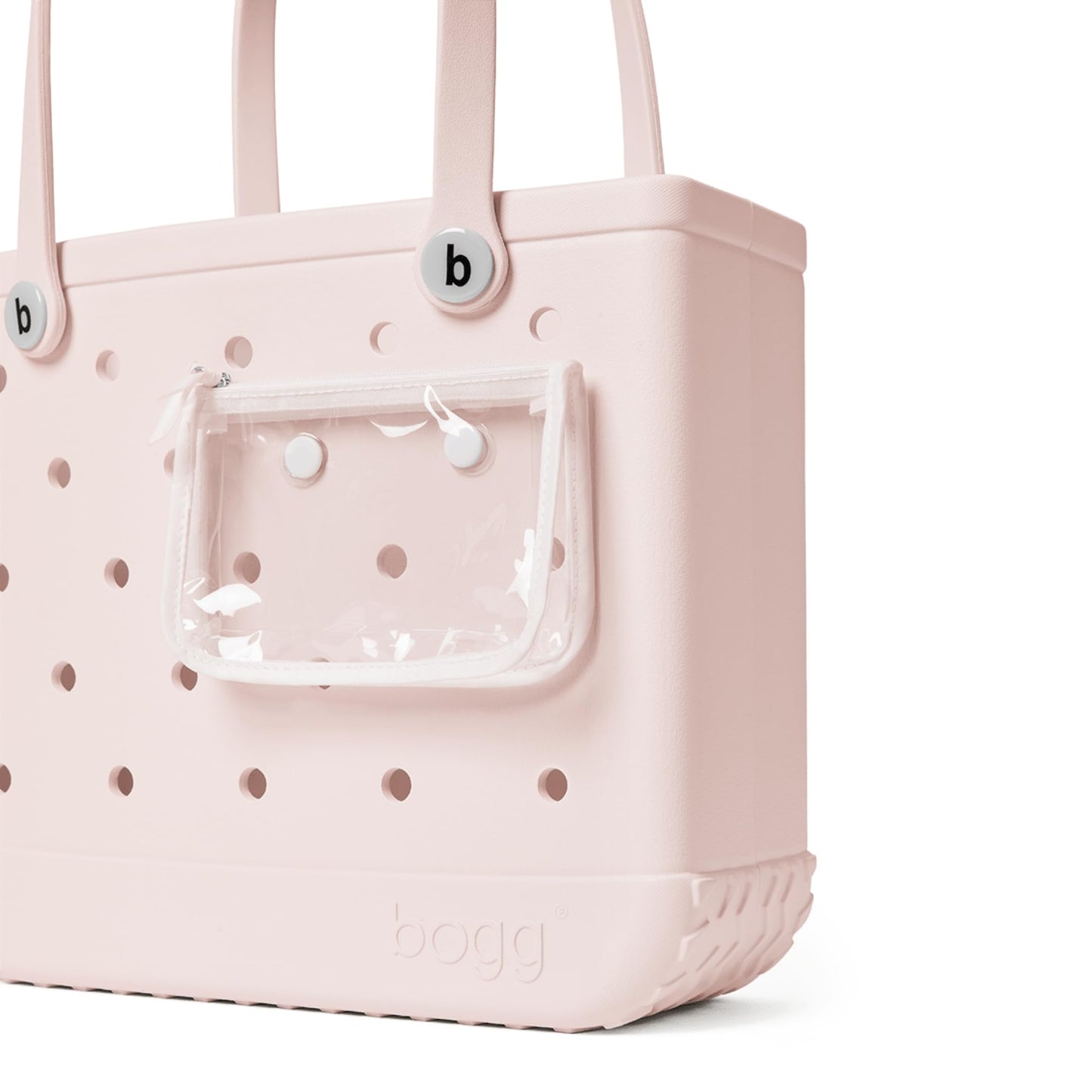 BOGG BAG - Medium Tote - Petal Pink, White Buttons - 15in L x 5in W x 12.5in H - Beach, Pool, Boat, Work, Sports - All Purpose EVA - Lightweight, Washable, Durable