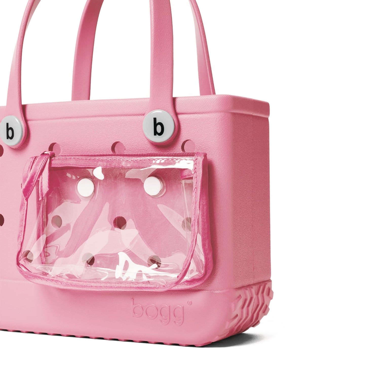 BOGG BAG - Bitty, Small Tote - Blowing Pink Bubbles, White Buttons - 11in L x 4.5in W x 8.5in H - Beach, Pool, Boat, Work, Sports - All Purpose EVA - Lightweight, Washable, Durable