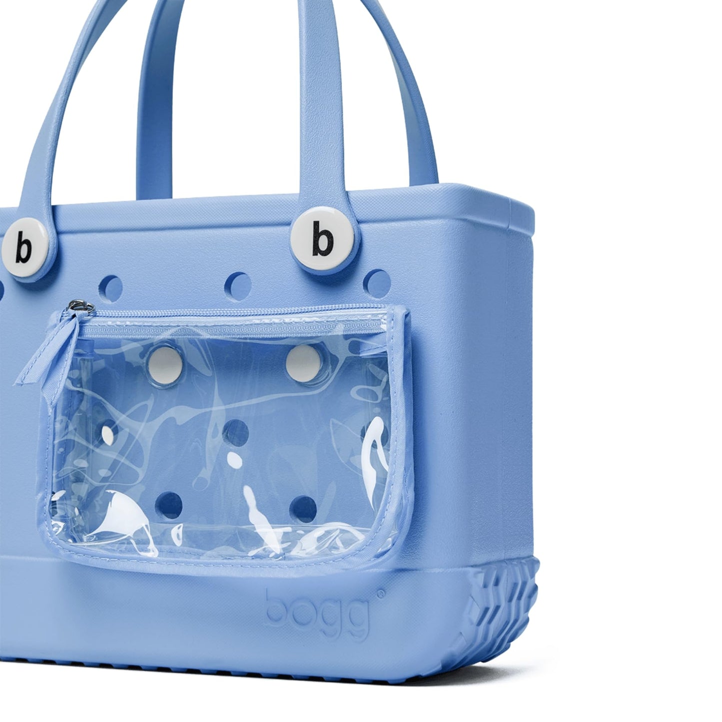 BOGG BAG - Bitty, Small Tote - Carolina on My Mind, White Buttons - 11in L x 4.5in W x 8.5in H - Beach, Pool, Boat, Work, Sports - All Purpose EVA - Lightweight, Washable, Durable