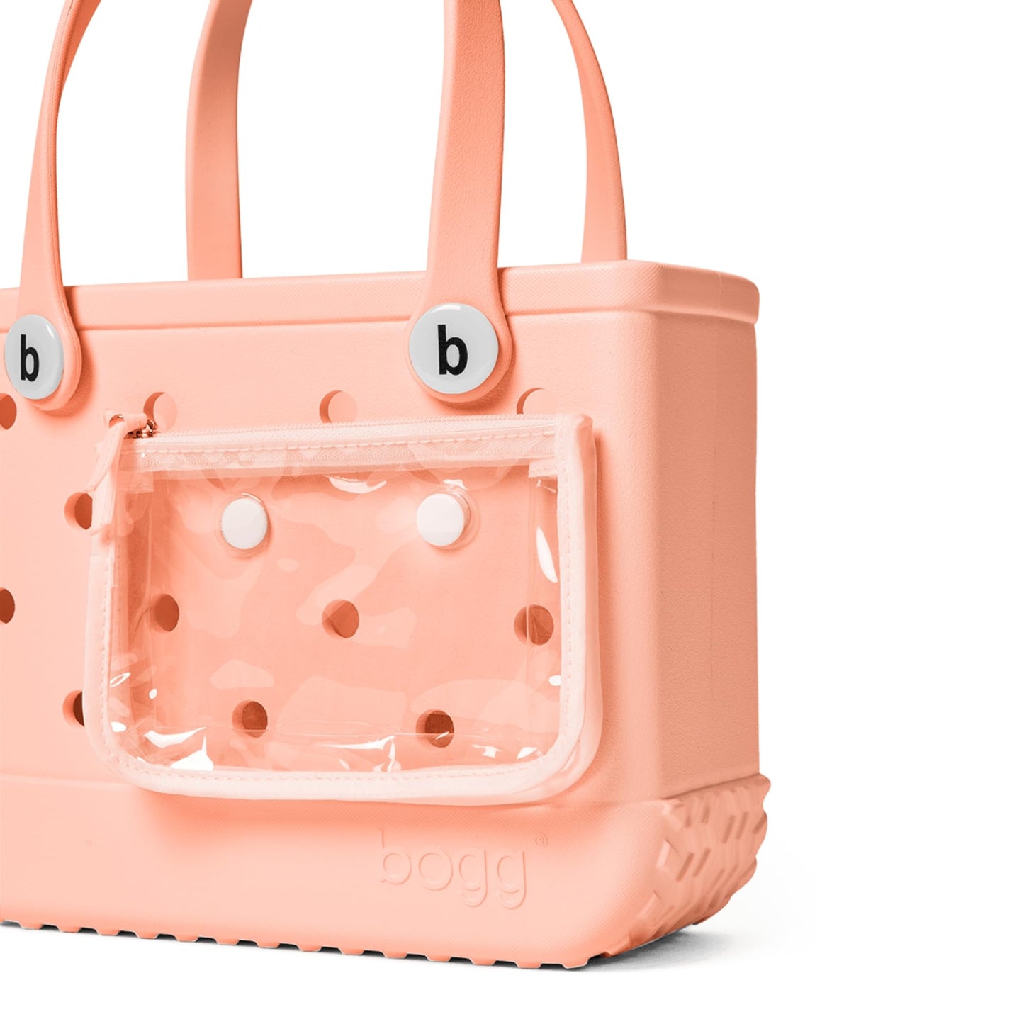 BOGG BAG - Bitty, Small Tote - Peachy Beachy, White Buttons - 11in L x 4.5in W x 8.5in H - Beach, Pool, Boat, Work, Sports - All Purpose EVA - Lightweight, Washable, Durable
