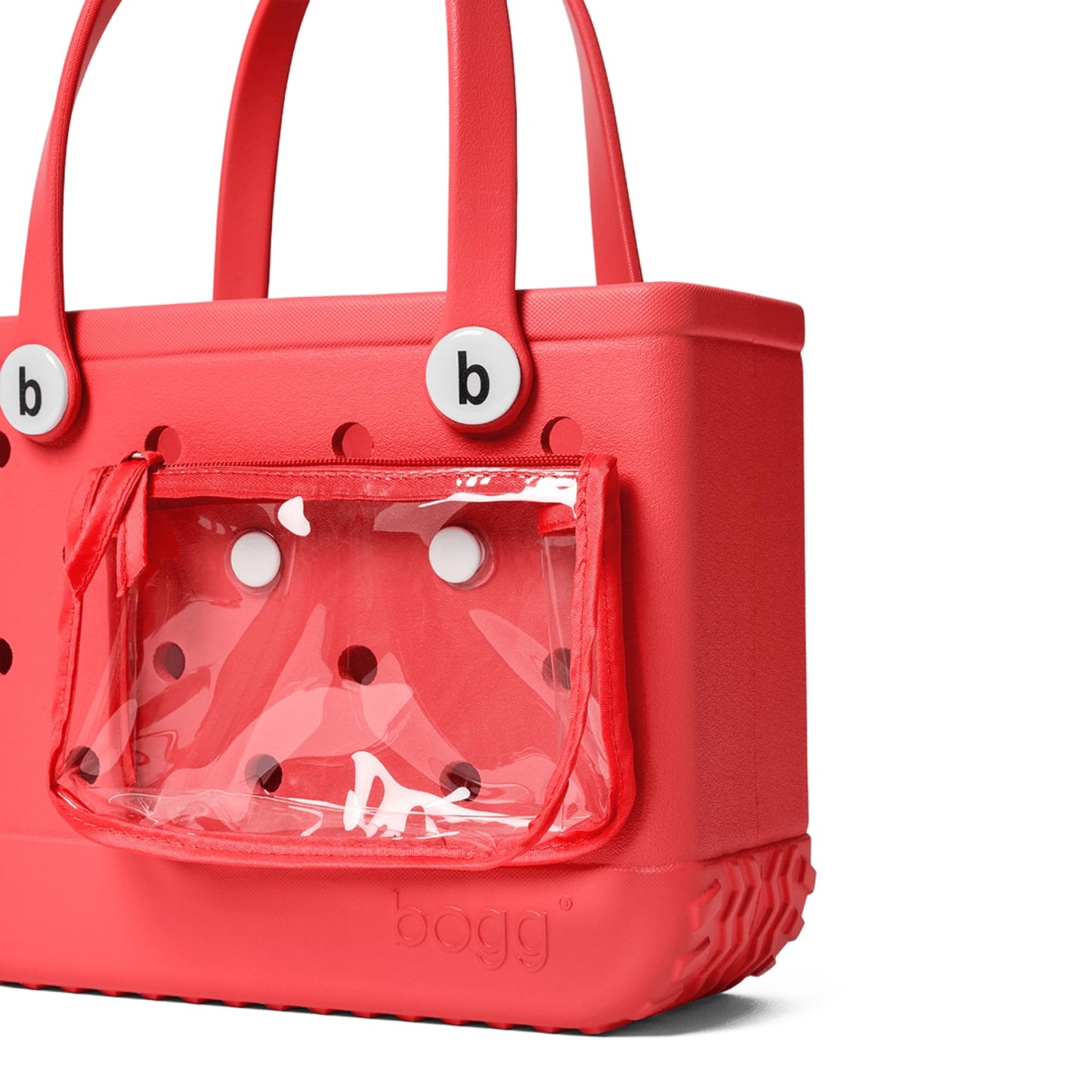 BOGG BAG - Bitty, Small Tote - Coral Me Mine, White Buttons - 11in L x 4.5in W x 8.5in H - Beach, Pool, Boat, Work, Sports - All Purpose EVA - Lightweight, Washable, Durable