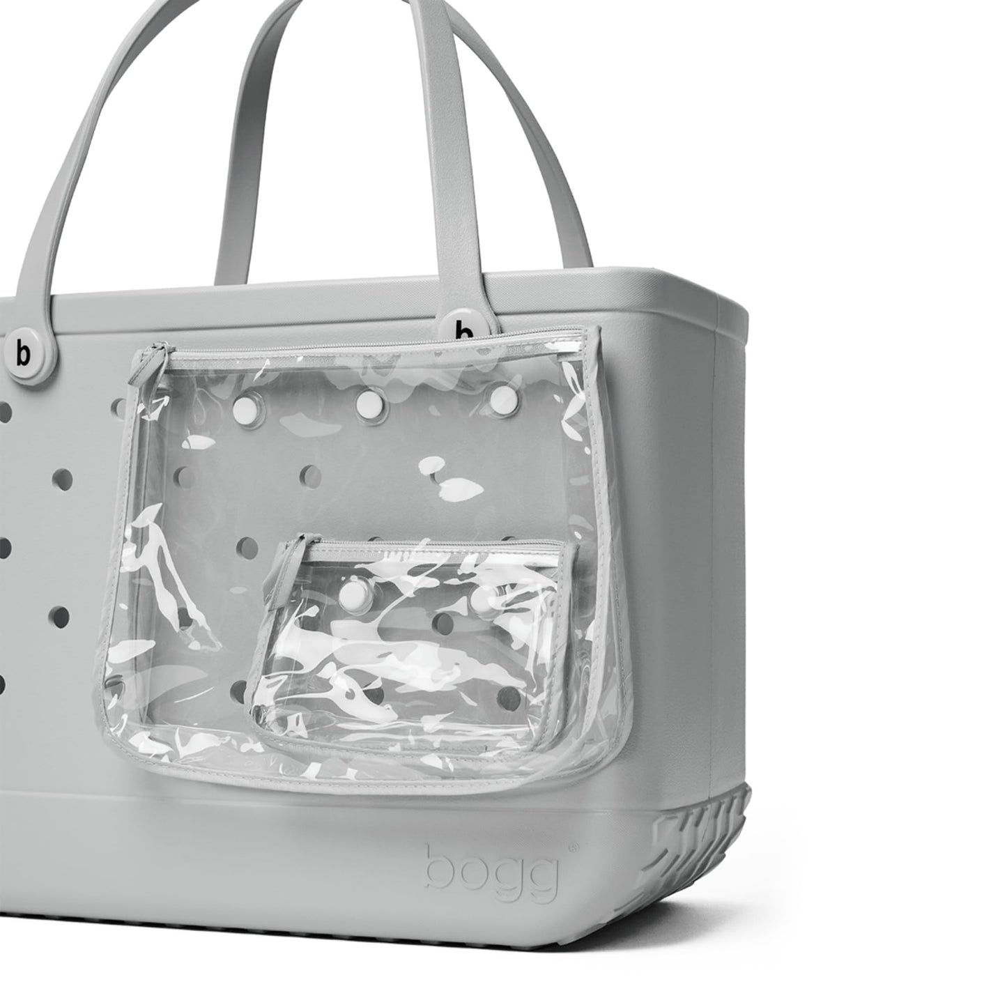 BOGG BAG - Original, Large Tote - Shades of Gray, White Buttons - 19in L x 9in W x 14in H - Beach, Pool, Boat, Sports - All Purpose EVA - Lightweight, Washable, Durable
