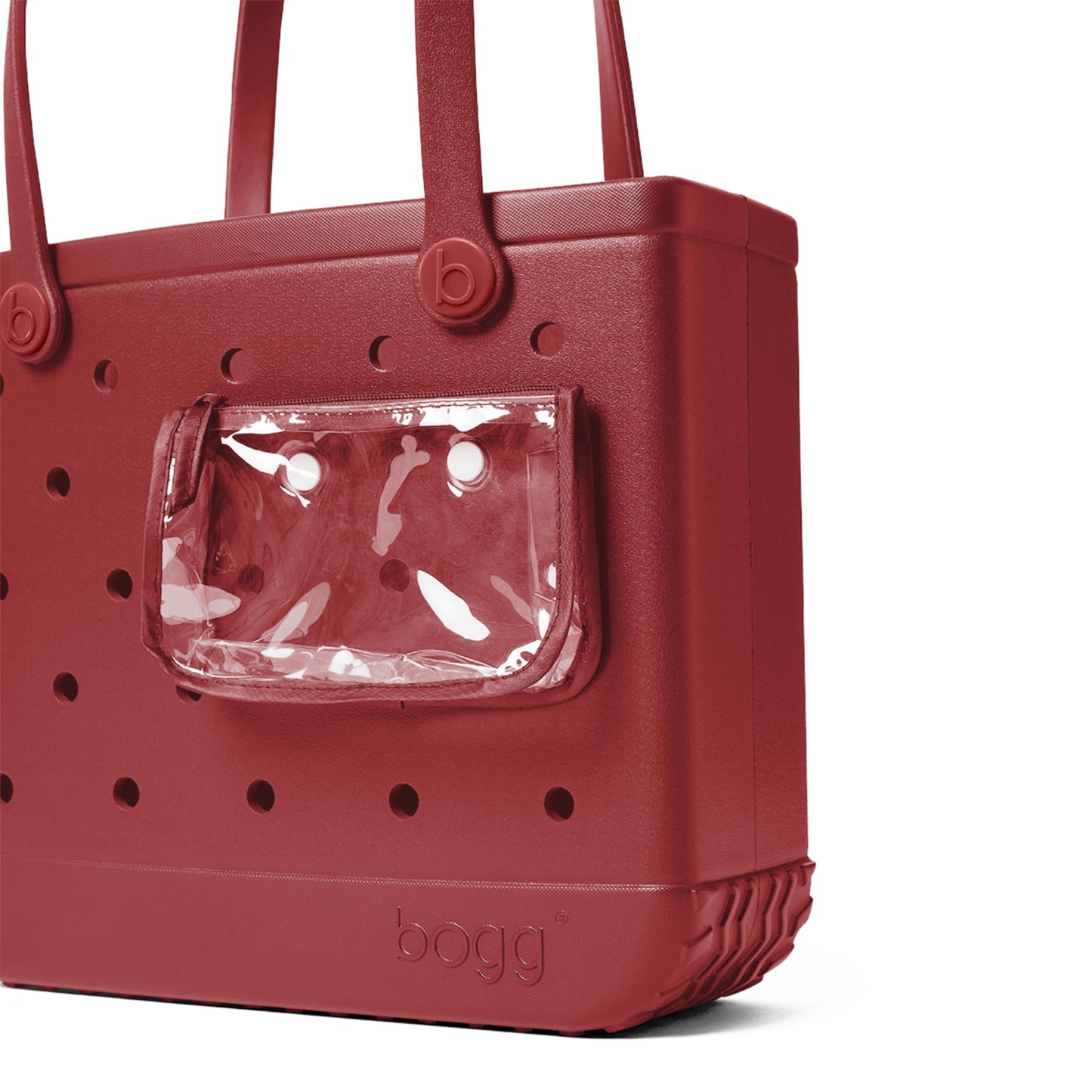 BOGG BAG - Medium Tote - Burgundy Baller, White Buttons - 15in L x 5in W x 12.5in H - Beach, Pool, Boat, Work, Sports - All Purpose EVA - Lightweight, Washable, Durable