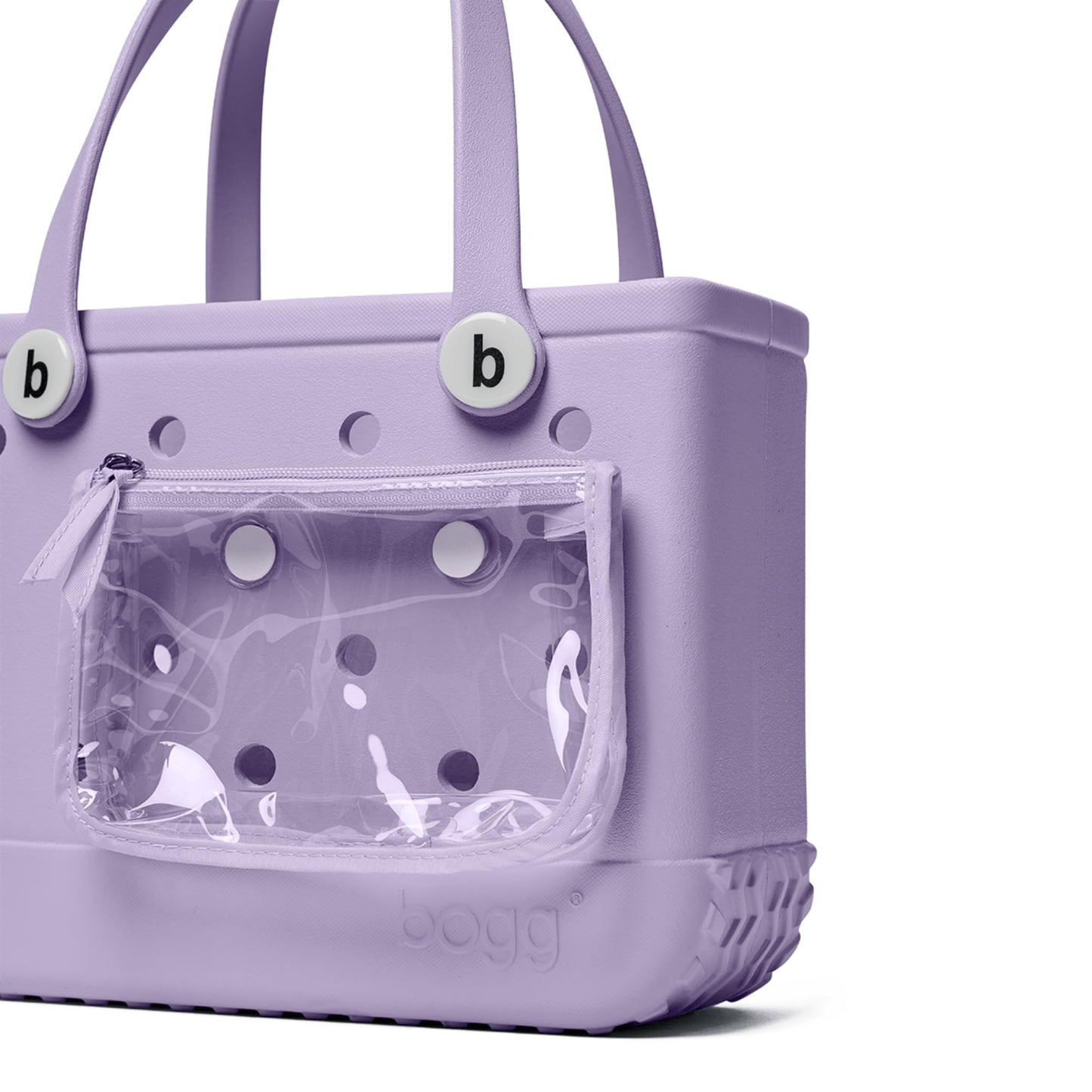 BOGG BAG - Bitty, Small Tote - I Lilac You a Lot, White Buttons - 11in L x 4.5in W x 8.5in H - Beach, Pool, Boat, Work, Sports - All Purpose EVA - Lightweight, Washable, Durable