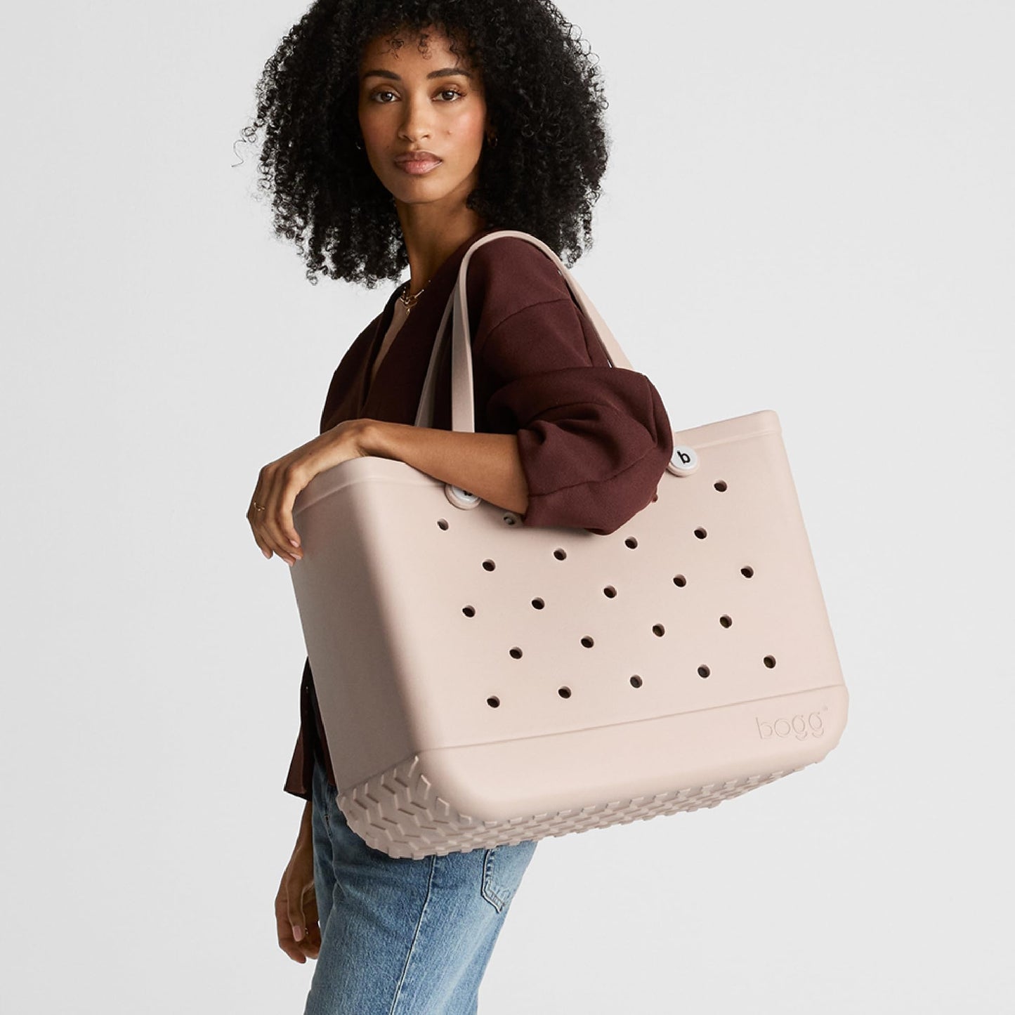 BOGG BAG - Original, Large Tote - Shades of Gray, White Buttons - 19in L x 9in W x 14in H - Beach, Pool, Boat, Sports - All Purpose EVA - Lightweight, Washable, Durable