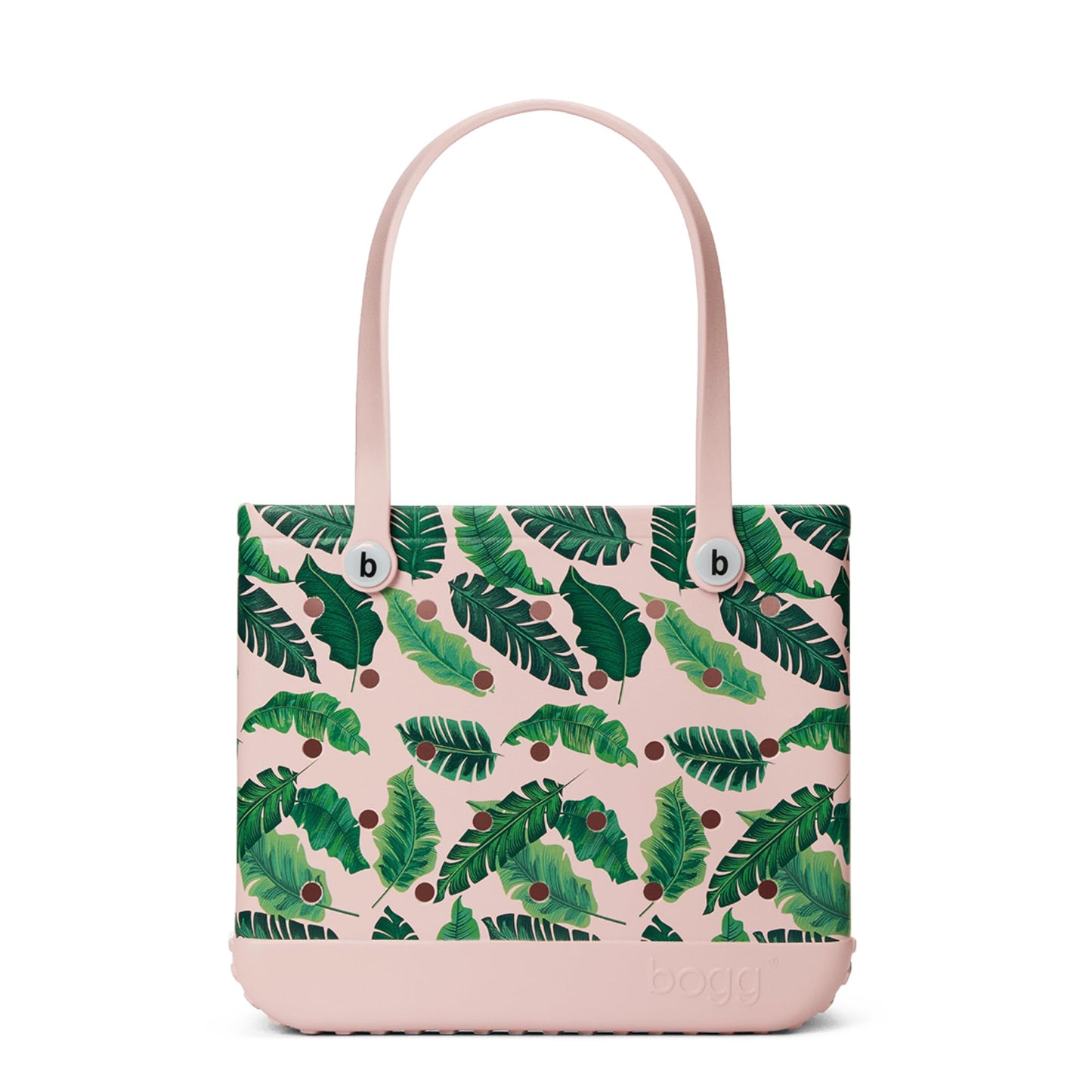 BOGG BAG - Medium Tote - Palmtastic, White Buttons - 15in L x 5in W x 12.5in H - Beach, Pool, Boat, Work, Sports - All Purpose EVA - Lightweight, Washable, Durable