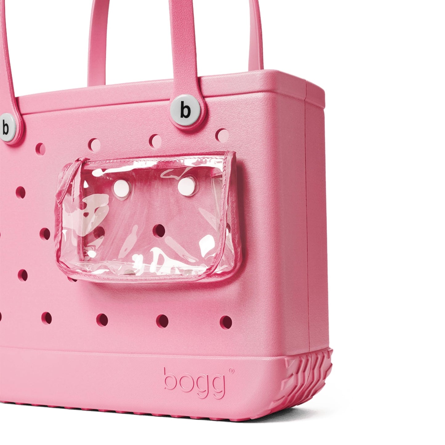 BOGG BAG - Medium Tote - Blowing Pink Bubbles, White Buttons - 15in L x 5in W x 12.5in H - Beach, Pool, Boat, Work, Sports - All Purpose EVA - Lightweight, Washable, Durable