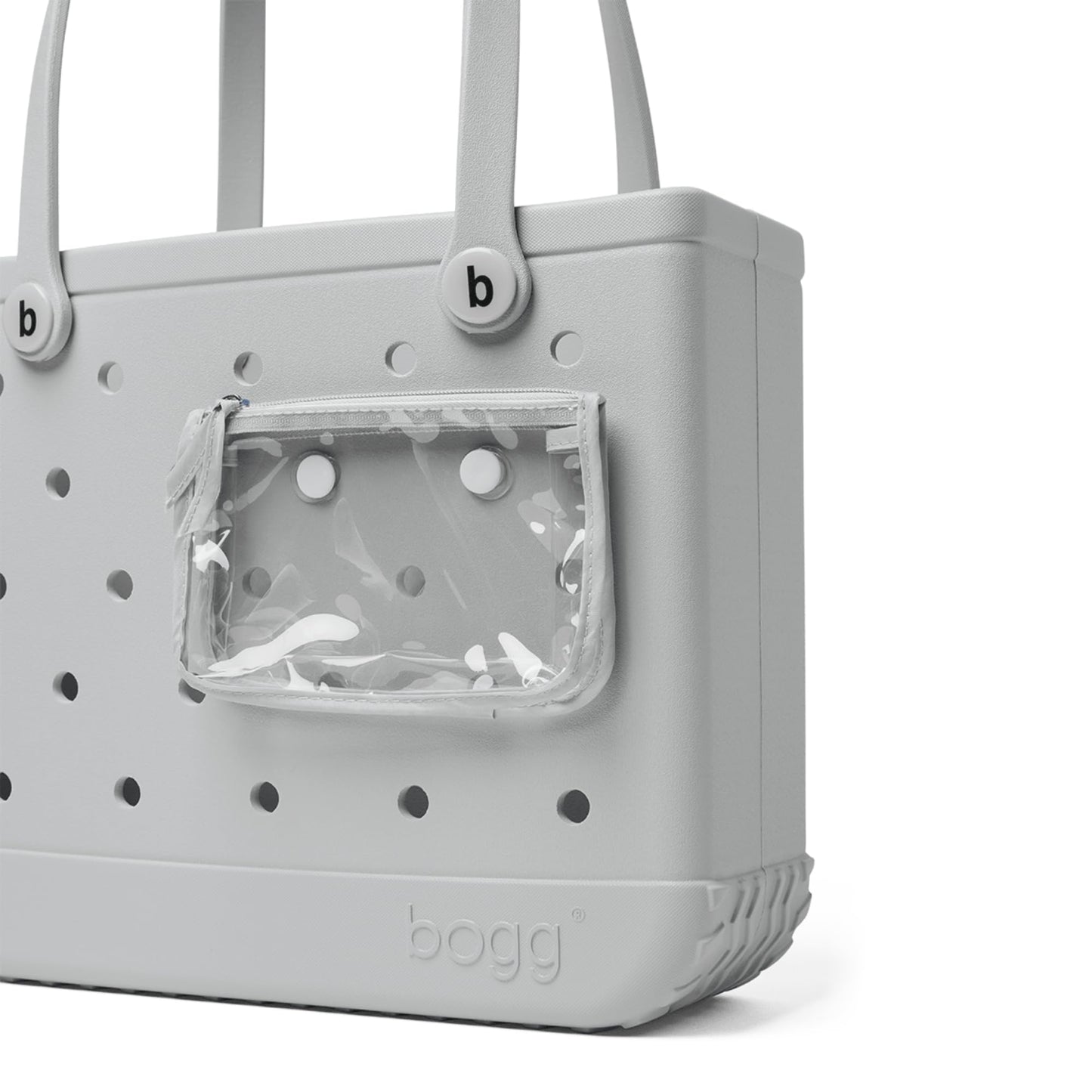 BOGG BAG - Medium Tote - Shades of Gray, White Buttons - 15in L x 5in W x 12.5in H - Beach, Pool, Boat, Work, Sports - All Purpose EVA - Lightweight, Washable, Durable