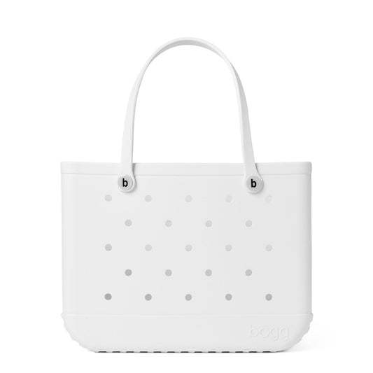 BOGG BAG - Original, Large Tote - For Shore White, White Buttons - 19in L x 9in W x 14in H - Beach, Pool, Boat, Sports - All Purpose EVA - Lightweight, Washable, Durable