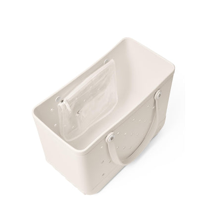 BOGG BAG - Original, Large Tote - Coconut, White Buttons - 19in L x 9in W x 14in H - Beach, Pool, Boat, Sports - All Purpose EVA - Lightweight, Washable, Durable