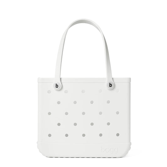 BOGG BAG - Medium Tote - For Shore White, White Buttons - 15in L x 5in W x 12.5in H - Beach, Pool, Boat, Work, Sports - All Purpose EVA - Lightweight, Washable, Durable