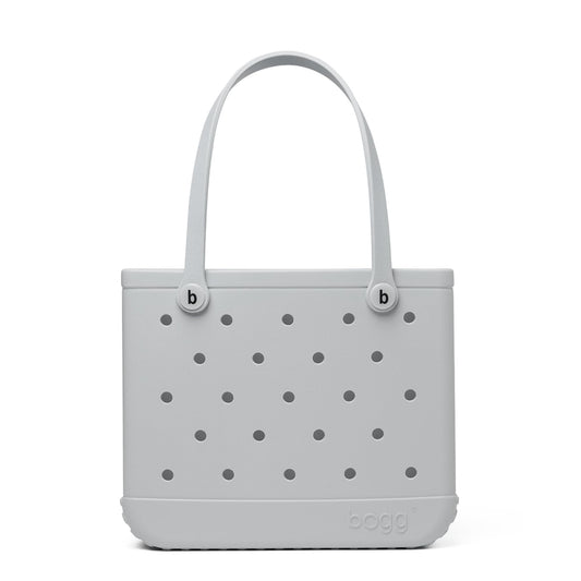 BOGG BAG - Medium Tote - Shades of Gray, White Buttons - 15in L x 5in W x 12.5in H - Beach, Pool, Boat, Work, Sports - All Purpose EVA - Lightweight, Washable, Durable