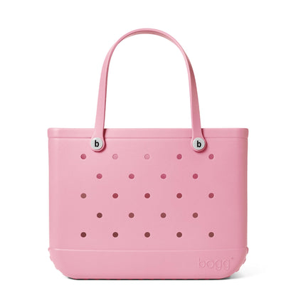 BOGG BAG - Original, Large Tote - Blowing Pink Bubbles, White Buttons - 19in L x 9in W x 14in H - Beach, Pool, Boat, Sports - All Purpose EVA - Lightweight, Washable, Durable