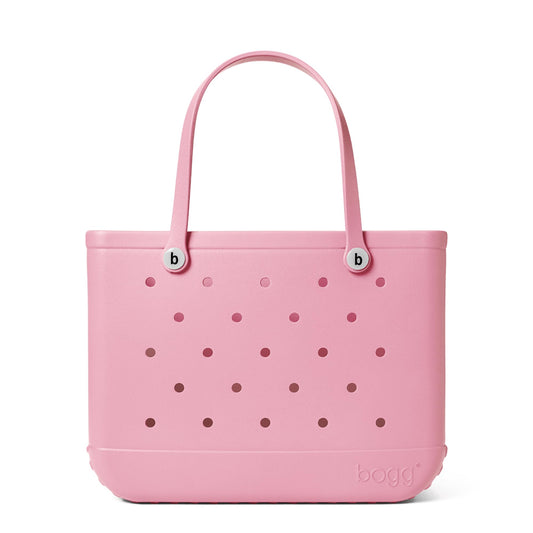 BOGG BAG - Original, Large Tote - Blowing Pink Bubbles, White Buttons - 19in L x 9in W x 14in H - Beach, Pool, Boat, Sports - All Purpose EVA - Lightweight, Washable, Durable