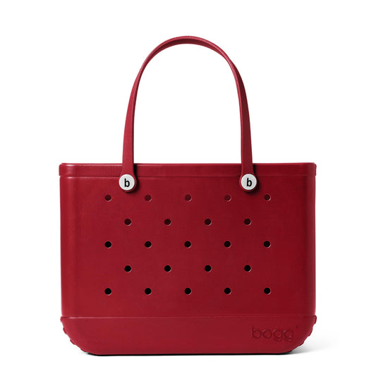BOGG BAG - Original, Large Tote - Burgundy Baller, White Buttons - 19in L x 9in W x 14in H - Beach, Pool, Boat, Sports - All Purpose EVA - Lightweight, Washable, Durable
