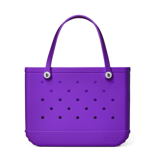BOGG BAG - Original, Large Tote - Houston We Have a Purple, White Buttons - 19in L x 9in W x 14in H - Beach, Pool, Boat, Sports - All Purpose EVA - Lightweight, Washable, Durable