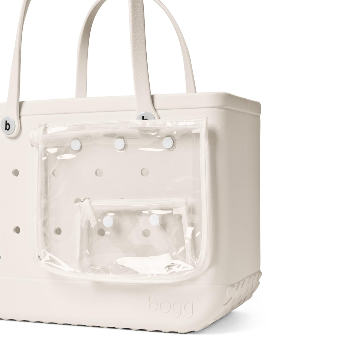 BOGG BAG - Original, Large Tote - Coconut, White Buttons - 19in L x 9in W x 14in H - Beach, Pool, Boat, Sports - All Purpose EVA - Lightweight, Washable, Durable