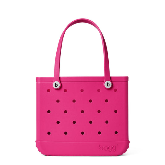 BOGG BAG - Medium Tote - Haute Pink, White Buttons - 15in L x 5in W x 12.5in H - Beach, Pool, Boat, Work, Sports - All Purpose EVA - Lightweight, Washable, Durable