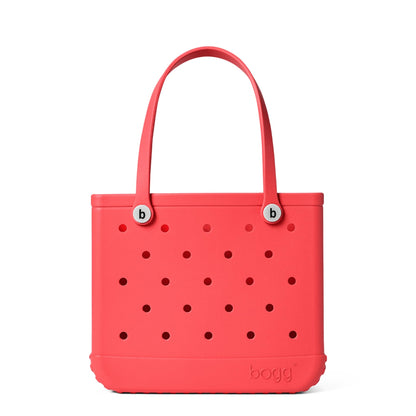 BOGG BAG - Medium Tote - Coral Me Mine, White Buttons - 15in L x 5in W x 12.5in H - Beach, Pool, Boat, Work, Sports - All Purpose EVA - Lightweight, Washable, Durable