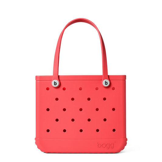 BOGG BAG - Medium Tote - Coral Me Mine, White Buttons - 15in L x 5in W x 12.5in H - Beach, Pool, Boat, Work, Sports - All Purpose EVA - Lightweight, Washable, Durable