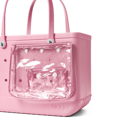 BOGG BAG - Original, Large Tote - Blowing Pink Bubbles, White Buttons - 19in L x 9in W x 14in H - Beach, Pool, Boat, Sports - All Purpose EVA - Lightweight, Washable, Durable