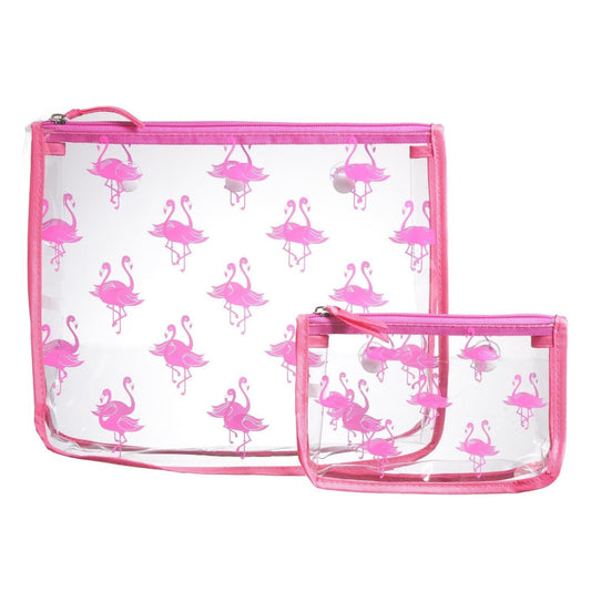 BOGG BAG Clear Designer Zipper Insert (Set of 2) Travel Organizer Storage Pop In Original Bogg and Baby (Pink Flamingo)