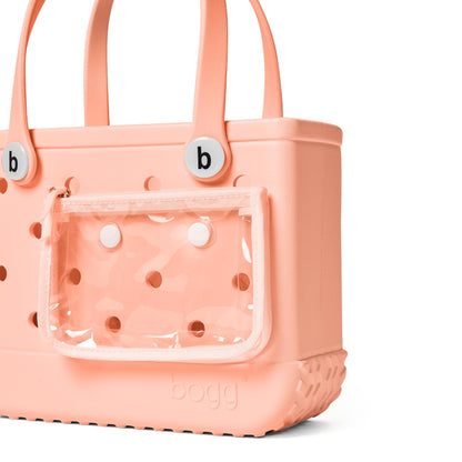 BOGG BAG - Bitty, Small Tote - Peachy Beachy, White Buttons - 11in L x 4.5in W x 8.5in H - Beach, Pool, Boat, Work, Sports - All Purpose EVA - Lightweight, Washable, Durable