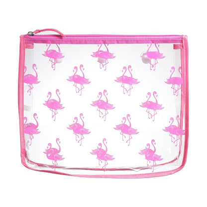 BOGG BAG Clear Designer Zipper Insert (Set of 2) Travel Organizer Storage Pop In Original Bogg and Baby (Pink Flamingo)