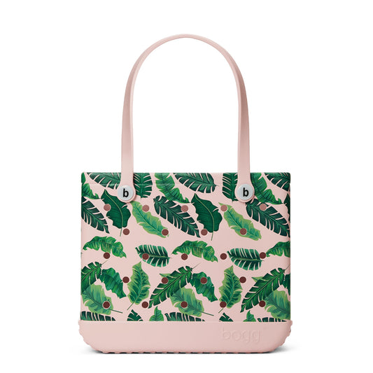 BOGG BAG - Medium Tote - Palmtastic, White Buttons - 15in L x 5in W x 12.5in H - Beach, Pool, Boat, Work, Sports - All Purpose EVA - Lightweight, Washable, Durable